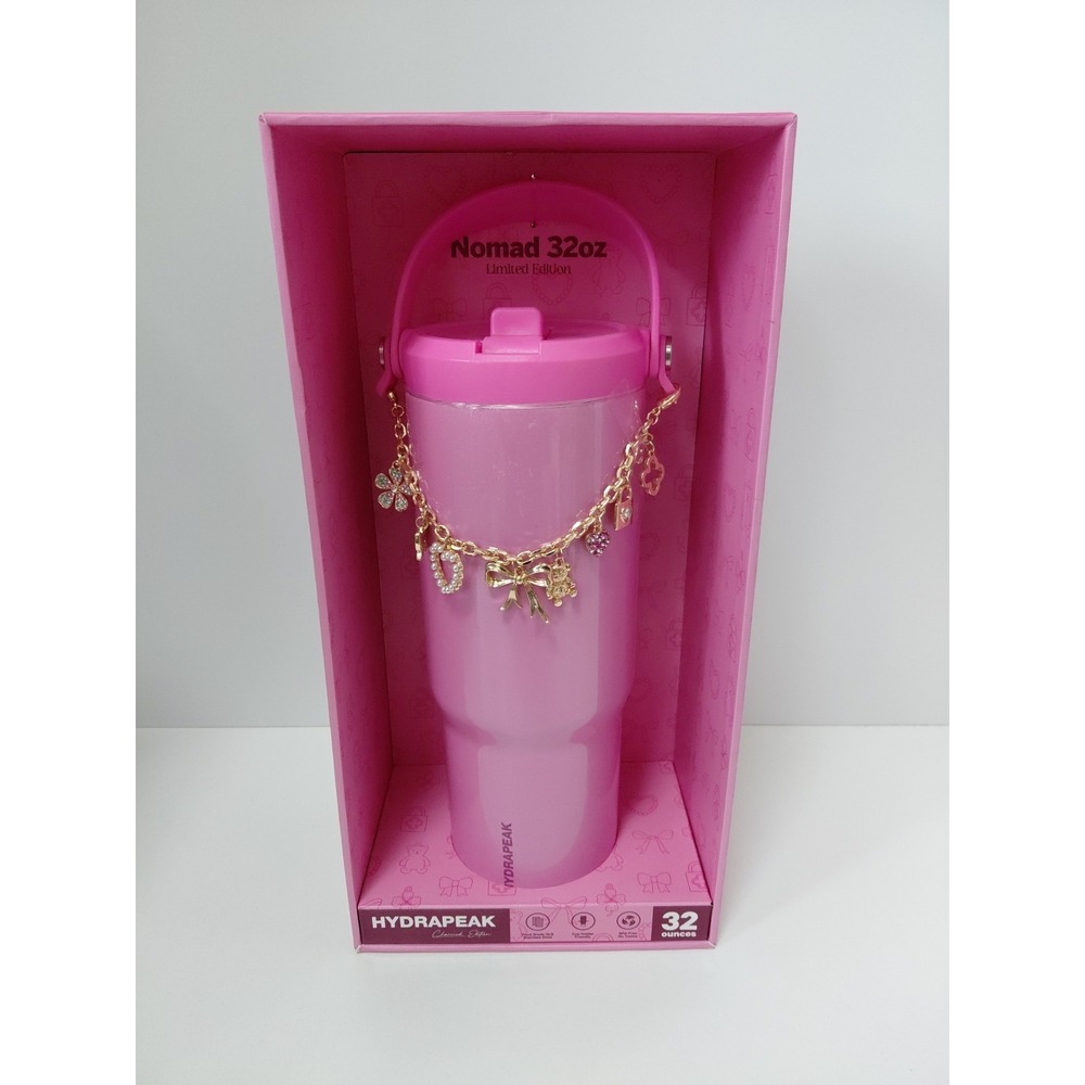 Hydrapeak Nomad 32OZ Hot‎ Pink Limited Charmed Edition H2O Bottle Gold Charm NEW